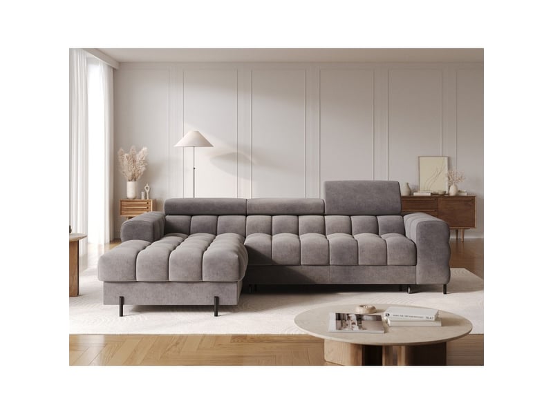  Canapé d'angle gauche convertible gris design élégant 285x99x181cm filtro  - Conforama E