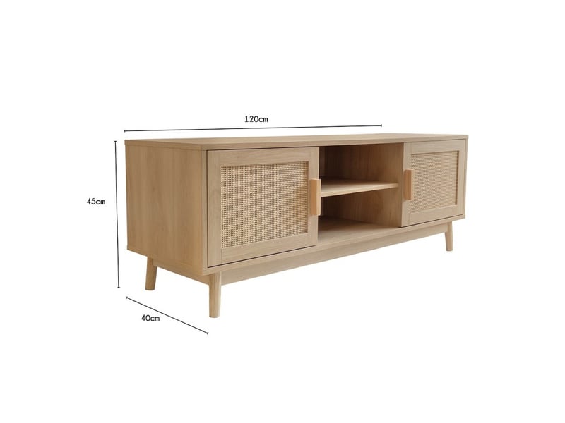 Meuble télé en bois cannage 120 x 40 x 45 cm 62866 - Conforama B