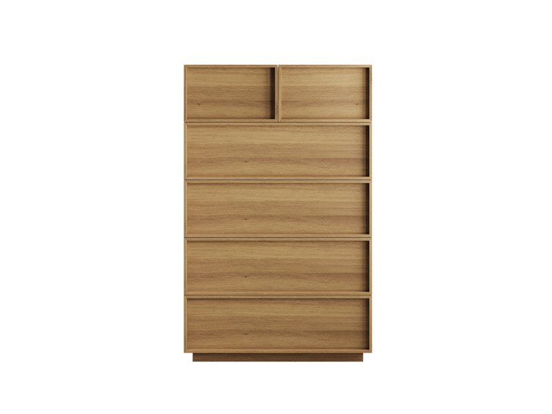  Commode 6 tiroirs 80 x 48 x 127 cm chêne clair, mdf et panneaux de particules, glissières métalliques  - Conforama D