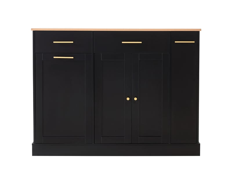  Îlot de cuisine avec plateau rabattable 120x70x91,5 cm noir et naturel  - Conforama D