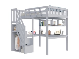 Lit mezzanine 140x200 cm <strong></strong> <strong>evarich</strong> coloris gris