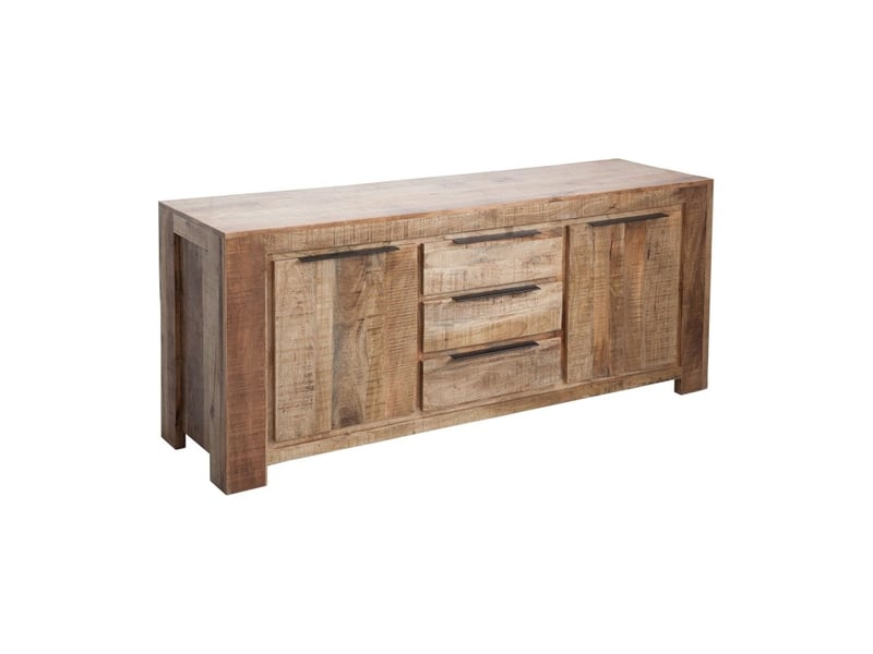 Buffet loden 174 cm en bois massif de manguier – 2 portes, 3 tiroirs et nombreux rangements - Conforama A