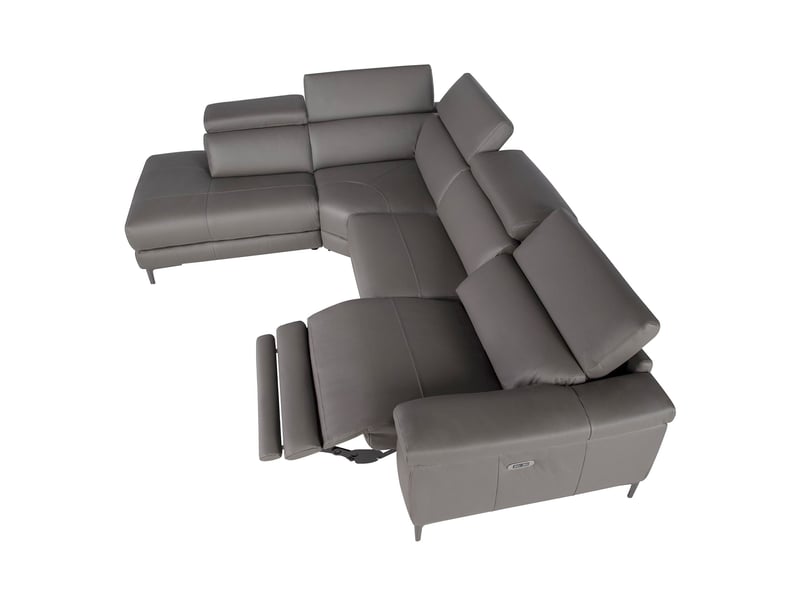 Canapé d'angle en cuir gris  - Conforama W