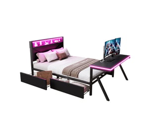 Lit avec rangement 140x200 cm HAVRYA   coloris noir
