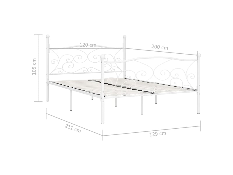 Lit 2 personnes avec sommier à lattes pour adulte ; cadre de lit métal 120x200cm  - Conforama F