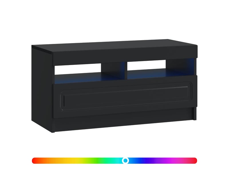  Meuble tv - banc tv - meuble de rangement led noir bois d'ingénierie  - Conforama C