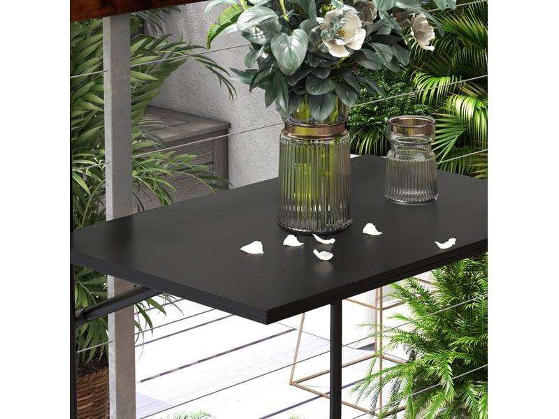  Table de balcon suspendue pliable noire 62 x 40 x 85,5 cm, réglable en hauteur  - Conforama D