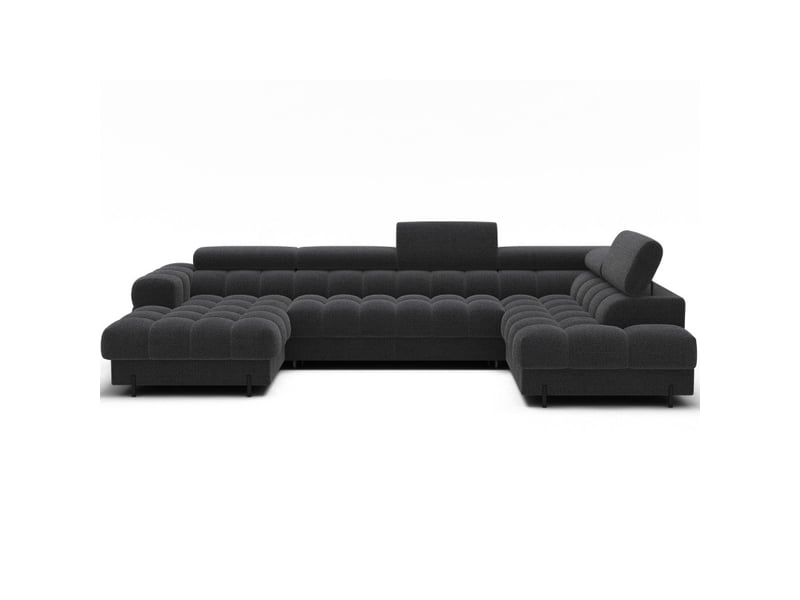  Canapé panoramique convertible charbon angle droit feraria 358x93x202cm  - Conforama A