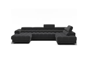 Canapé panoramique convertible charbon angle droit feraria 358x93x202cm
