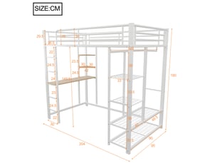 Lit mezzanine 90x200 cm <strong></strong>  <strong></strong> coloris blanc