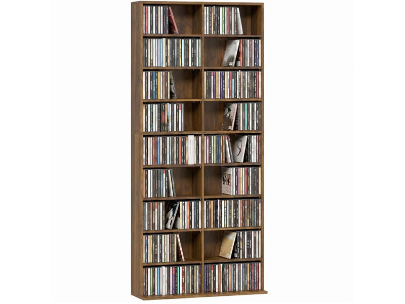  Rangements pour cd et dvd 18 compartiments 78,5x24x175cm noyer foncé  - Conforama A