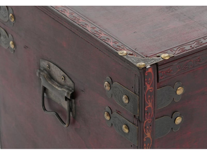  Coffre bois de décoration malle au trésor valence aspect antiquité, 30x57x29cm - carré  - Conforama C