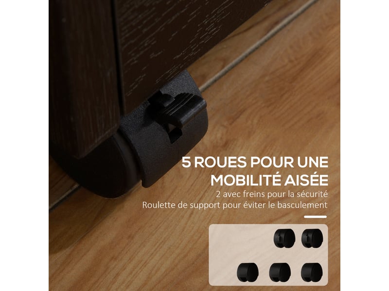  Caisson de bureau rangement bureau sur roulettes 3 tiroirs 1 verrouillable 1 dossiers trieur en bois noir  - Conforama W