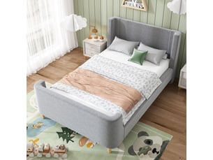 Lit simple 90x200 cm <strong></strong>  <strong>ABC</strong> coloris gris