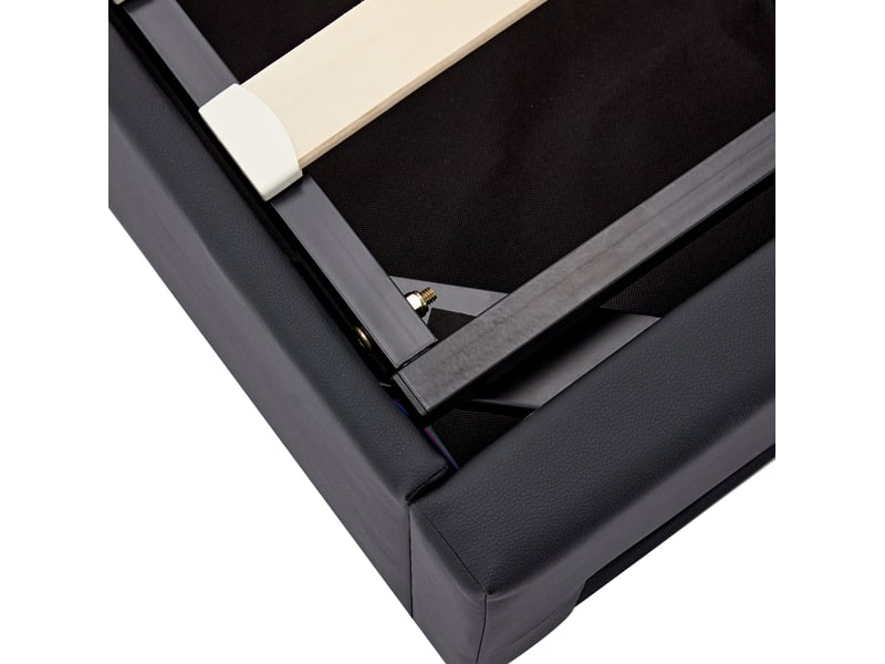  Lit une place 90 x 190 cm noir en pu, rangement sous le lit, led, recharge usb et sommier à lattes  - Conforama E