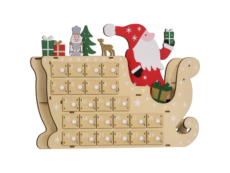 Calendrier de l'avent en bois avec 24 tiroirs, calendrier de noël réutilisable à remplir, 22,5 x 8 x 36 cm, naturel  - Conforama A