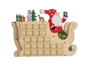 Calendrier de l'avent en bois avec 24 tiroirs, calendrier de noël réutilisable à remplir, 22,5 x 8 x 36 cm, naturel