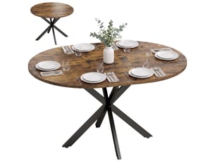 Table à manger extensible 4 à 6 personnes mdf et acier marron rustique 135x100x75 cm