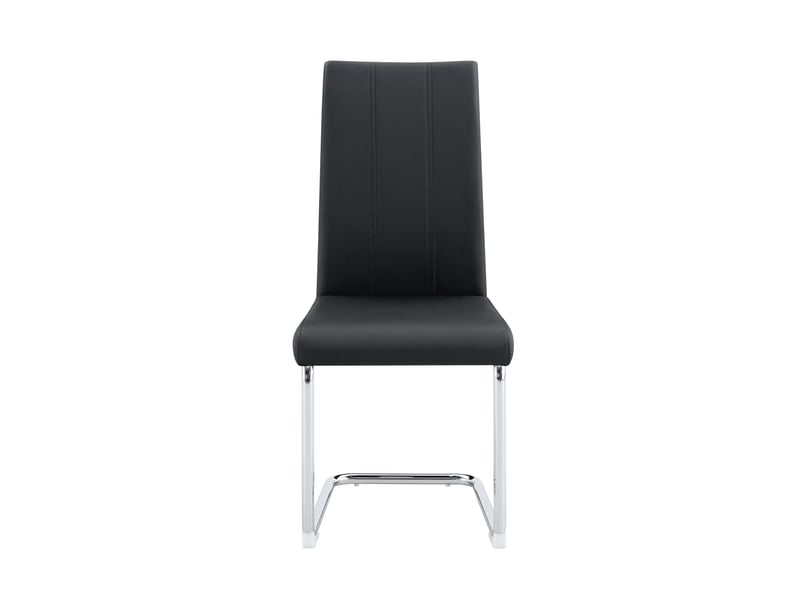 Lot de 2 chaises de salle à manger 41.5x42.5x99cm – chaises cantilever modernes à dossier haut avec métal argenté chromé – simili cuir - noir - Conforama A
