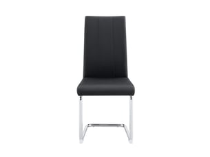Lot de 2 chaises de salle à manger 41.5x42.5x99cm – chaises cantilever modernes à dossier haut avec métal argenté chromé – simili cuir - noir
