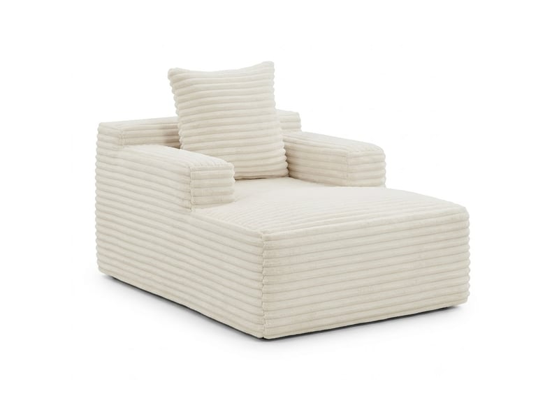  Chaise longue canapé en velours côtelé - méridienne confortable sans montage fauteuil relax de salon et bureau 1 place - beige  - Conforama A
