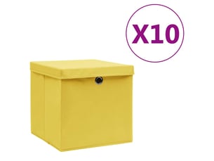 Boîtes de rangement avec couvercles 10 pcs 28x28x28 cm jaune