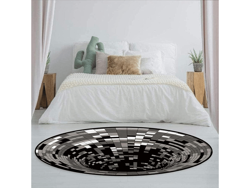  Tapis illusion rond illusion visuelle 3d tapis antidérapant noir blanc tapis de vision stéréo tapis rond tapis, 140x140cm SZPB561962JJZJ - Conforama C