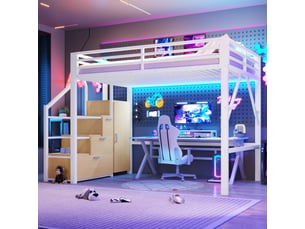 Lit mezzanine 140x200 cm <strong></strong> <strong>Seren Glow</strong> coloris blanc