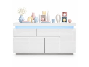 Buffet 4 porte(s) 2 tiroir(s) OKMYHOME - 140 cm coloris blanc