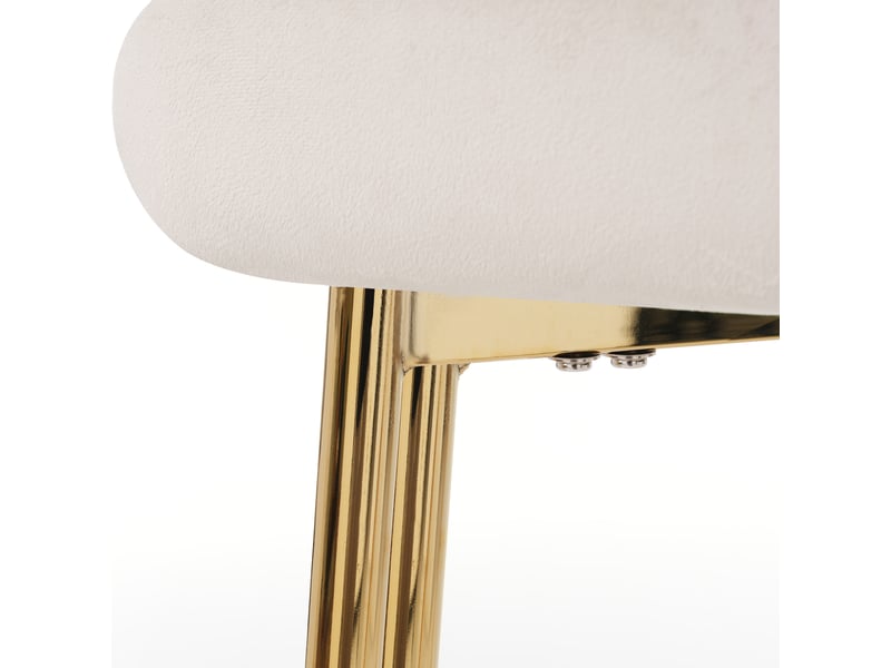  Lot de 4 chaises de salle à manger en velours beige, pieds en métal doré, dossier ergonomique et accoudoirs, salon séjour  - Conforama R