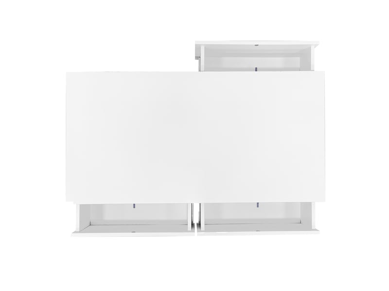  Table basse avec 3 tiroirs, niche ouverte et led pour salon 100×50×40 cm en panneaux de particules blanc et or  - Conforama D
