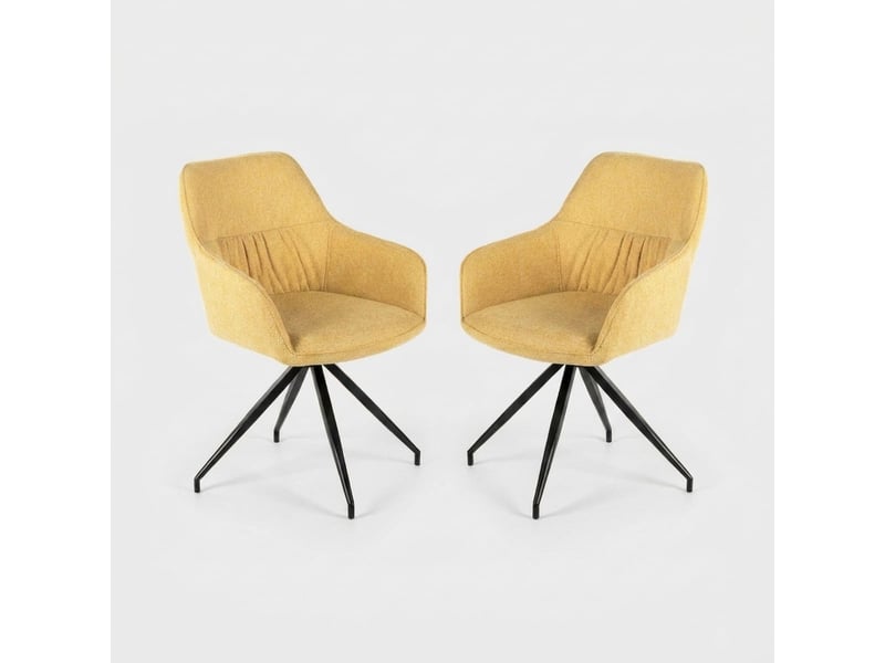  Lot de 2 chaises rembourrées en tissu avec accoudoirs celeste - jaune  - Conforama A