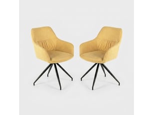 Lot de 2 chaises rembourrées en tissu avec accoudoirs celeste - jaune