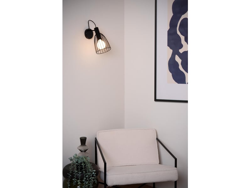 Applique murale 1xe27 40w dimmable métal noir - lucide - macarons  - Conforama C