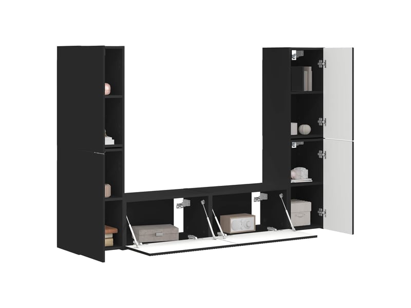  Ensemble meuble tv - banc tv - meuble de rangement 6 pcs noir bois d'ingénierie  - Conforama C