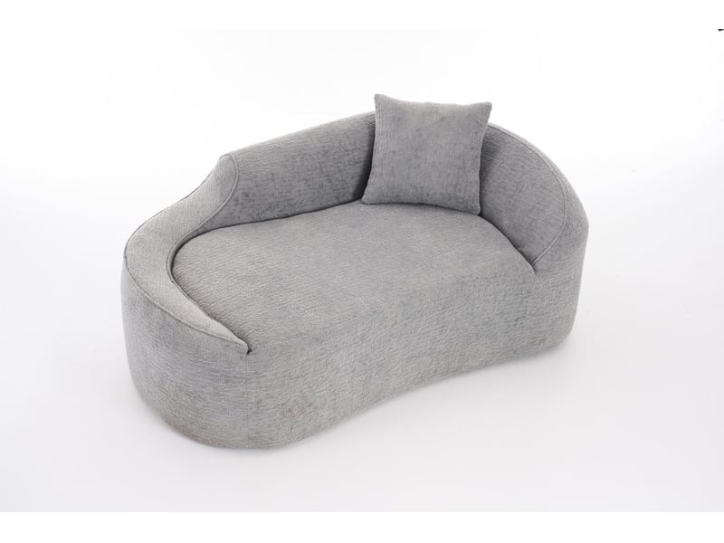  Méridienne 2 places en chenille gris clair avec coussin  - Conforama A