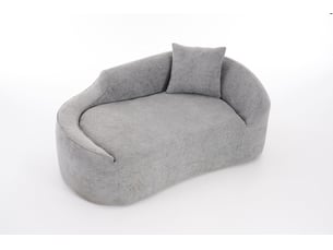 Méridienne 2 places en chenille gris clair avec coussin