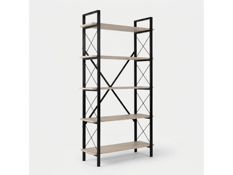 Étagère industrielle en métal noir 5 étagères modèle elysian - beige - Conforama A