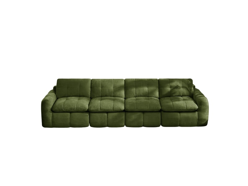  Canapé modulable 334x97x68 cm 4 places en chenille vert  - Conforama E