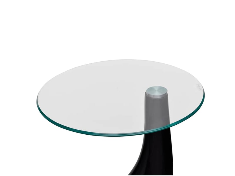  Table basse | table de salon et dessus de table verre rond noir brillant 2 pcs  - Conforama E