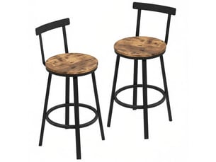 Tabouret de bar avec dossier 65 cm métal et mdf bois desmiu lot de 2