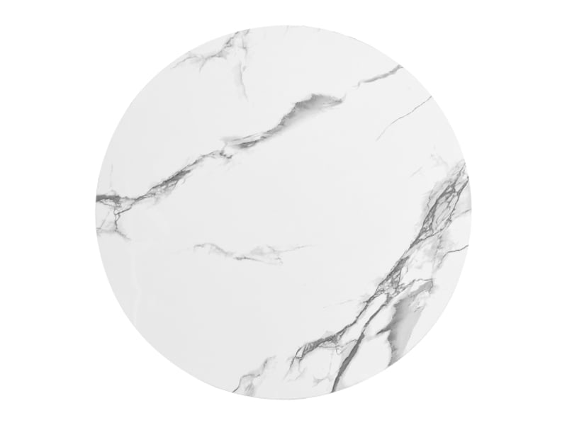  Table gigogne rondes blanches, effet marbre brillant, set de 2, 60×60×45 et 50×50×32 cm, 2 tiroirs, charge utile 30 kg  - Conforama E