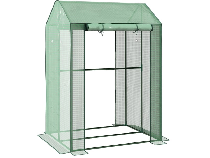  Mini serre de jardin verte - 2 pièces, trous d'aération, ouverte sur rouleau, 100 x 80 x 150 cm  - Conforama A