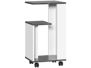 Table de chevet à 4 roulettes, 3 étagères, 35 x 29,5 x 65,5 cm, grisblanc