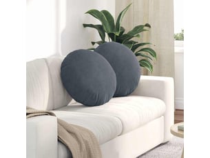 Lot de 2 coussins de siège, coussins décoratifs velours gris foncé ø50 x 19 cm cf59897
