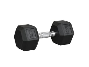 Haltère hexagonal fixe 12,5 kg – noir – poignée moletée antidérapante pour entraînement musculaire