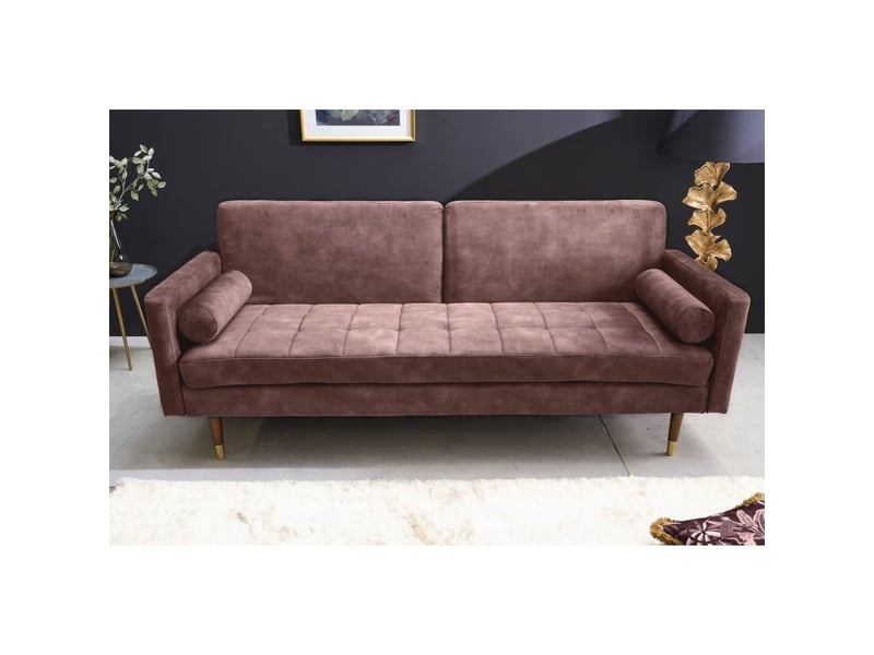 Canapé droit atelia rose convertible – canapé-lit design en velours avec structure en bois massif - Conforama E