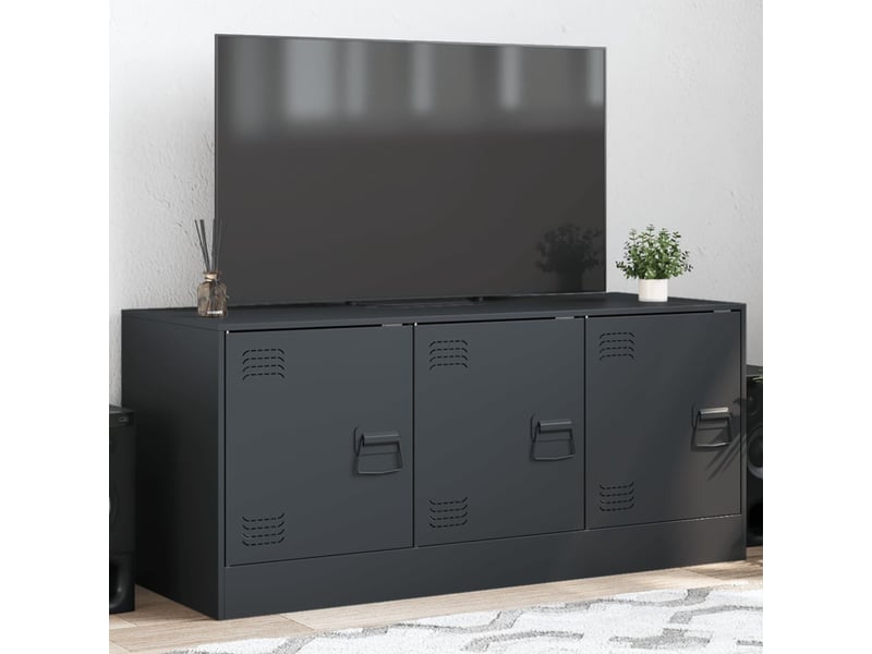  Meuble tv - banc tv - meuble de rangement anthracite 99x39x44 cm acier  - Conforama B
