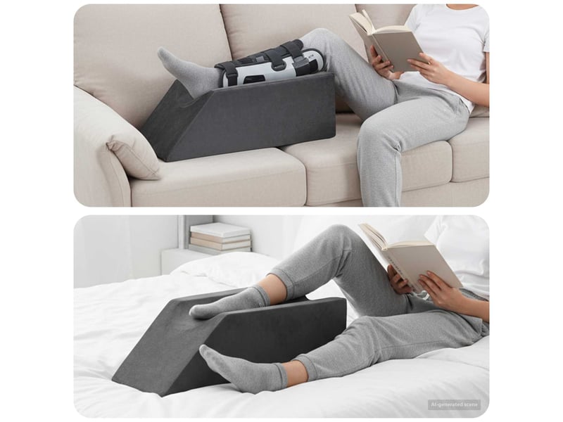  Coussin pour les jambes, oreiller 68 x 25 x 21,5 cm ferme mousse pu gris cf56584  - Conforama B