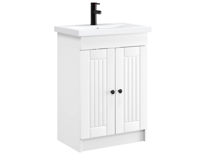  Ensemble de mobilier de salle de bain blanc 56x37.5x81 cm shl4515  - Conforama A
